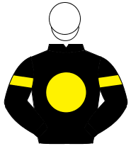 BLACK, yellow disc, yellow armlet, white cap                                                                                                          