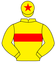 YELLOW, red hoop, yellow sleeves, red star on cap