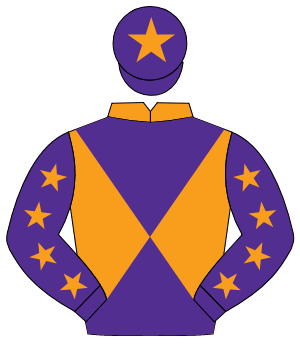 ORANGE & PURPLE DIABOLO, purple sleeves, orange stars, purple cap, orange star