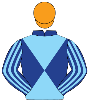 DARK BLUE & LIGHT BLUE DIABOLO, striped sleeves, orange cap                                                                                           