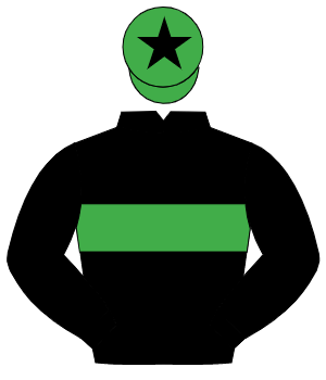 BLACK, emerald green hoop, black sleeves, emerald green cap, black star                                                                               