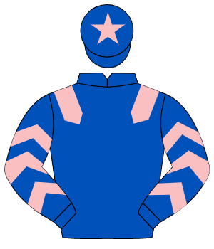 ROYAL BLUE, pink epaulettes, pink chevrons on sleeves, pink star on cap