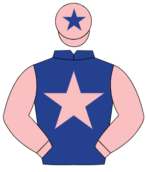 DARK BLUE, pink star & sleeves, pink cap, dark blue star