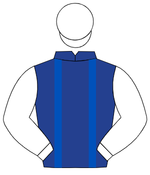 DARK BLUE, royal blue braces, white sleeves & cap