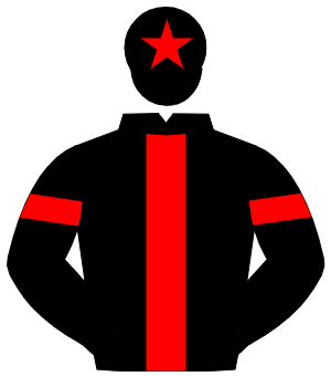 BLACK, red panel, red armlet, red star on cap