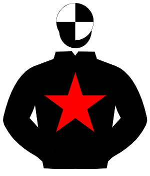 BLACK, red star, black & white quartered cap