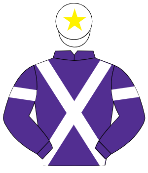PURPLE, white cross sashes, white armlet, white cap, yellow star