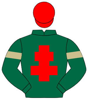 DARK GREEN, red cross of lorraine, beige armlet, red cap