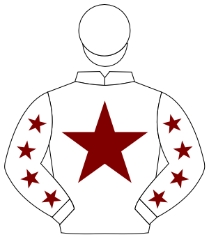 WHITE, maroon star, maroon stars on sleeves, white cap