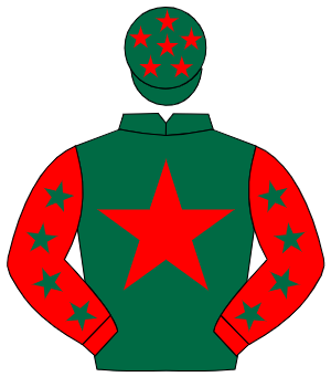 DARK GREEN, red star, red sleeves, dark green stars, dark green cap, red stars