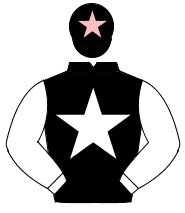 BLACK, white star & sleeves, black cap, pink star