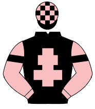 BLACK, pink cross of lorraine, pink sleeves, black armlet, check cap                                                                                  