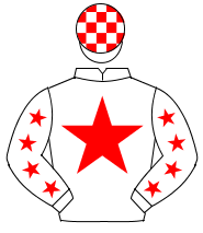 WHITE, red star & stars on sleeves, check cap                                                                                                         