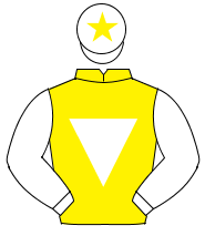 YELLOW, white inverted triangle, white sleeves, white cap, yellow star                                                                                