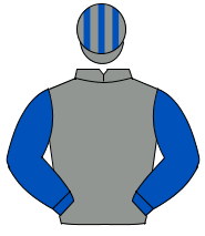 GREY, royal blue sleeves, striped cap                                                                                                                 