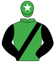 EMERALD GREEN, black sash & sleeves, emerald green cap, white star                                                                                    