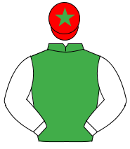 EMERALD GREEN, white sleeves, red cap, emerald green star                                                                                             
