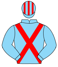LIGHT BLUE, red cross sashes, striped cap                                                                                                             