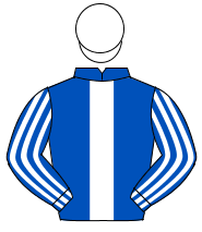 ROYAL BLUE, white panel, striped sleeves, white cap                                                                                                   