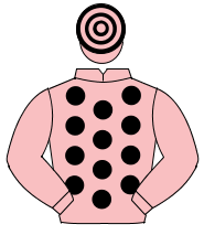 PINK, black spots, pink sleeves, hooped cap