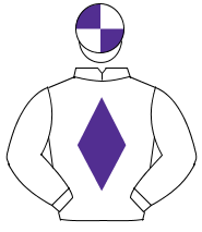 WHITE, purple diamond, quartered cap                                                                                                                  