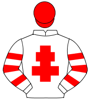 WHITE, red cross of lorraine, hooped sleeves, red cap                                                                                                 