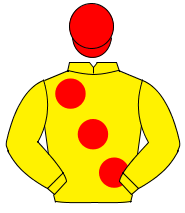 YELLOW, large red spots, red cap                                                                                                                      