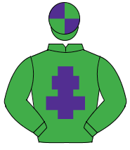 EMERALD GREEN, purple cross of lorraine, quartered cap                                                                                                