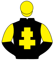 BLACK, yellow cross of lorraine, halved sleeves, yellow cap                                                                                           