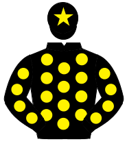 BLACK, yellow spots, yellow star on cap