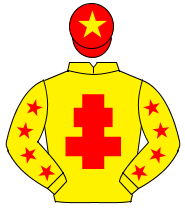 YELLOW, red cross of lorraine, red stars on sleeves, red cap, yellow star                                                                             