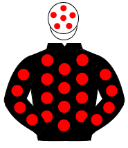 BLACK, red spots, white cap, red spots                                                                                                                