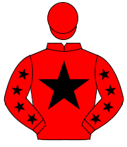 RED, black star, black stars on sleeves, red cap