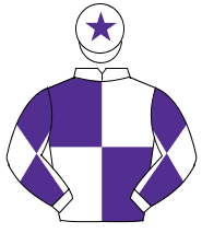 WHITE & PURPLE QUARTERED, diabolo on sleeves, purple star on cap                                                                                      