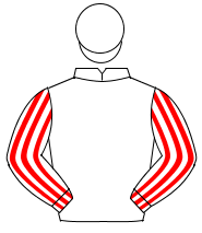 WHITE, white & red striped sleeves, white cap                                                                                                         