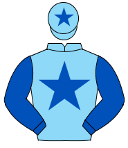 LIGHT BLUE, royal blue star & sleeves, royal blue star on cap                                                                                         