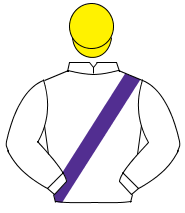 WHITE, purple sash, yellow cap                                                                                                                        