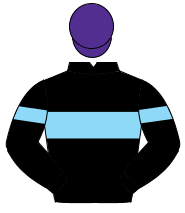 BLACK, light blue hoop, light blue armlet, purple cap                                                                                                 