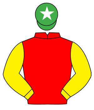 RED, yellow sleeves, emerald green cap, white star