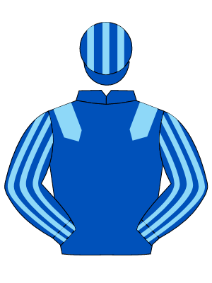 ROYAL BLUE, light blue epaulettes, striped sleeves & cap