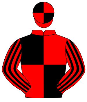 RED & BLACK QUARTERED, striped sleeves, quartered cap