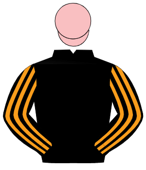 BLACK, black & orange striped sleeves, pink cap                                                                                                       