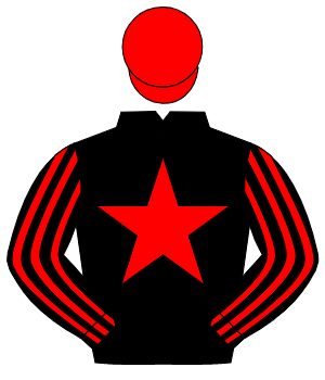 BLACK, red star, striped sleeves, red cap