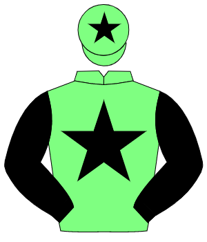 LIGHT GREEN, black star & sleeves, black star on cap