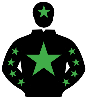 BLACK, emerald green star, emerald green stars on sleeves, emerald green star on cap