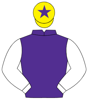 PURPLE, white sleeves, yellow cap, purple star