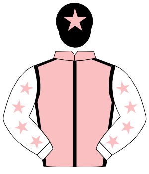 PINK, black seams, white sleeves, pink stars, black cap, pink star