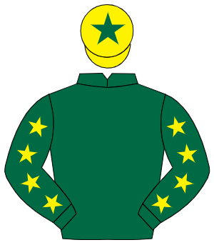 DARK GREEN, yellow stars on sleeves, yellow cap, dark green star