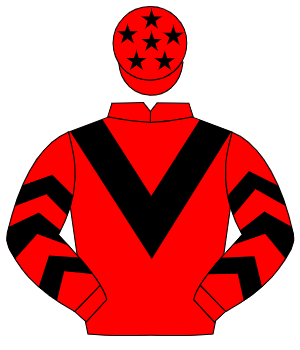 RED, black chevron, black chevrons on sleeves, red cap, black stars