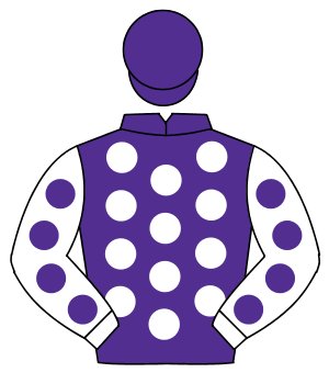 PURPLE, white spots, white sleeves, purple spots, purple cap